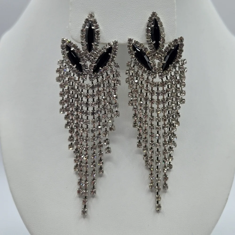 Charming Charlie Crystal Silver Chandelier Earrings